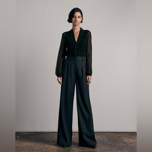 Rag & Bone Salute Shelly Wide Leg Navy Twill Pants, 4